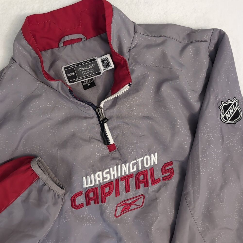 Vintage CCM Reebok Washington Capitals NHL Windbreaker‎ Grey Pullover Jacket M